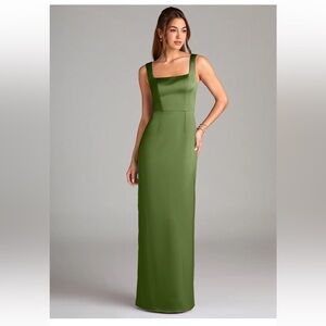 Azazie Olive Green Sleeveless Maxi Dress